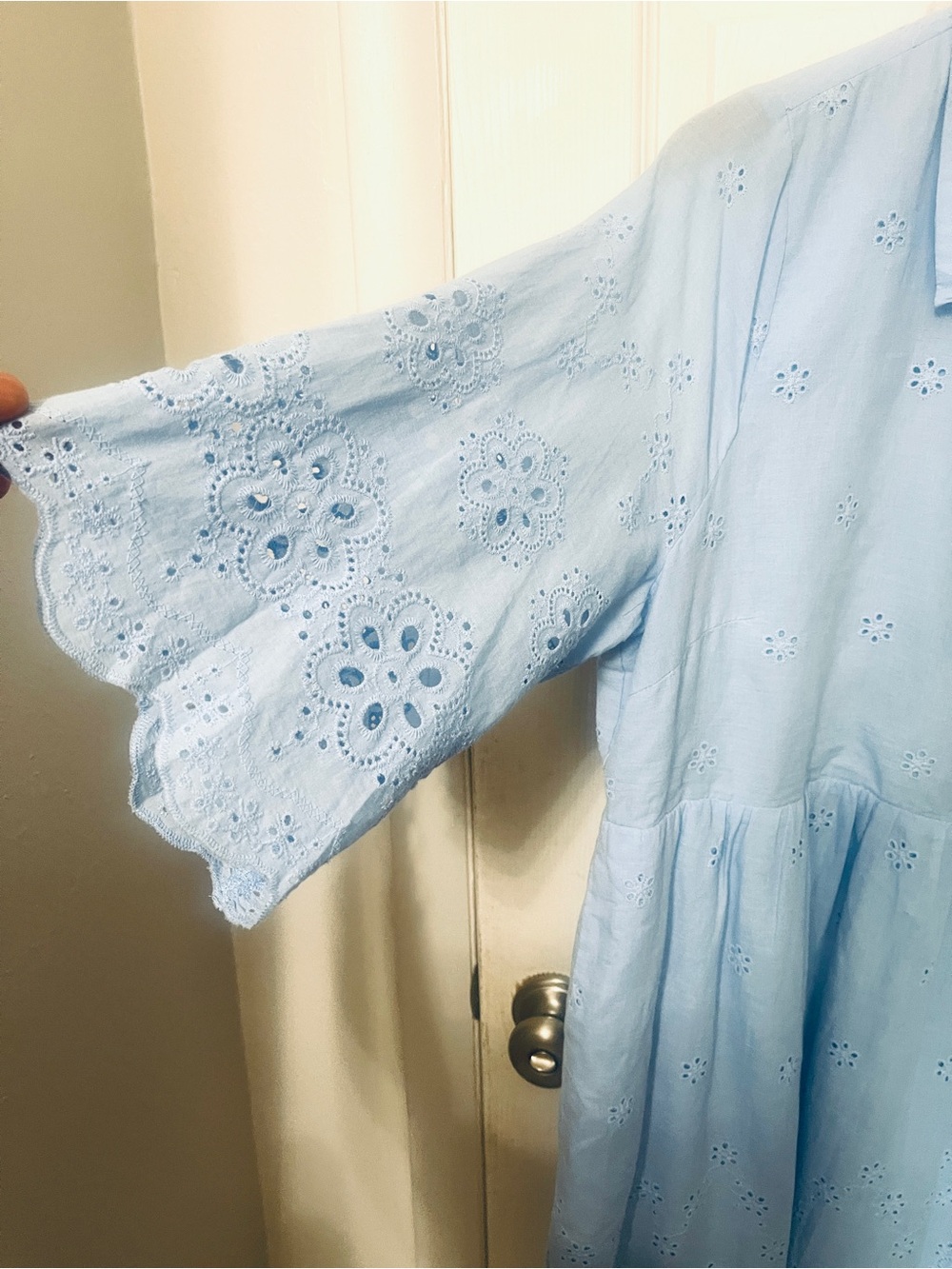 Anniewear Boutique Sky Blue Lined Baby Doll Eyelet Dress Size XL NWT - Picture 5 of 11
